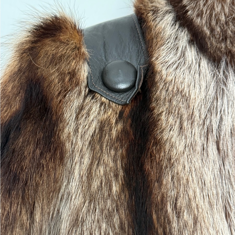 Real Raccoon Fur Brown and Black Jacket - Picture 2 of 3